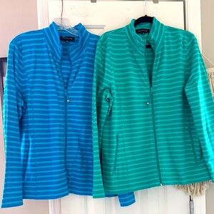 LOT of 2 - Jones of NY Soft Cotton Striped Zip Front Sweatshirt Jackets